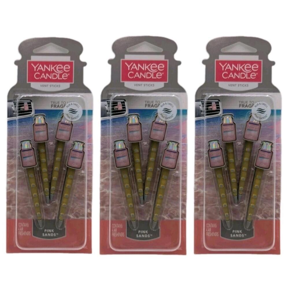 Yankee Candle Pink Sands Car Vent Sticks 3 Packs 12 Fresheners Total